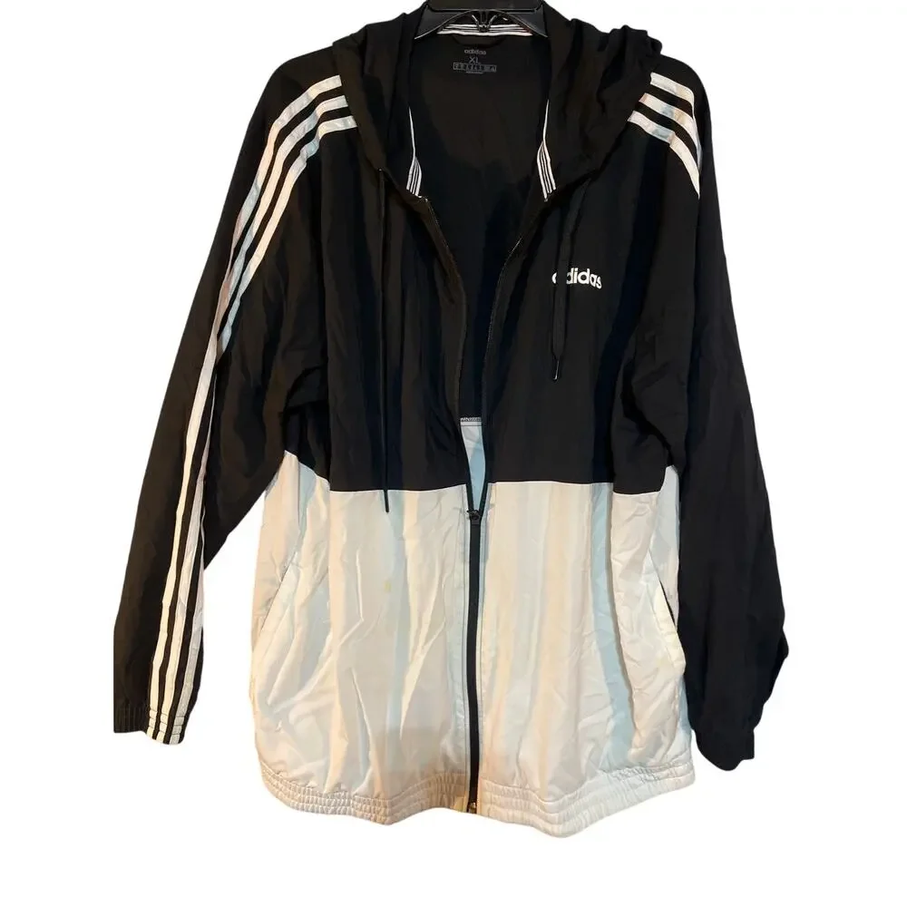 Adidas men’s hooded front zip windbreaker